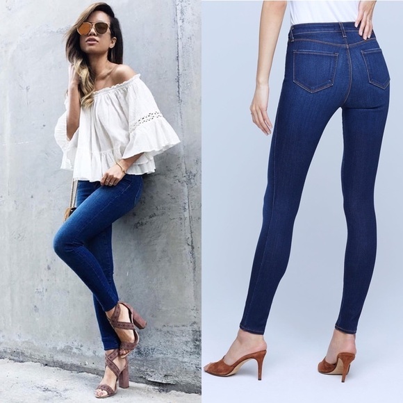 NEW L'AGENCE High Waist Skinny Jeans Distressed Dark Wash Full Length Denim 31 - Picture 2 of 16